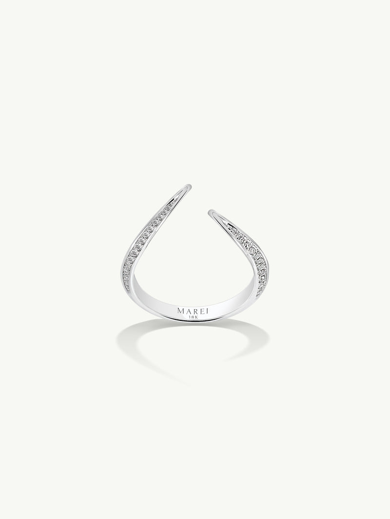 Ayla Arabesque Ring With Pavé-Set Brilliant White Diamonds In 18K White Gold