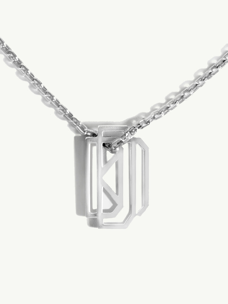 Diaboli Kill Monogram Tag Pendant In Sterling Silver