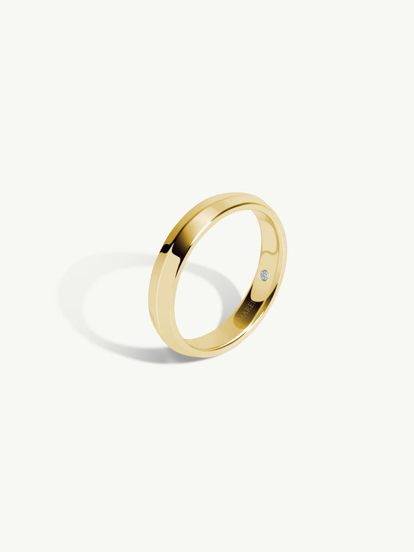 Eterno Knife Edge Wedding Ring With Hidden Diamond In Yellow Gold, 4mm, 0.015 CTW