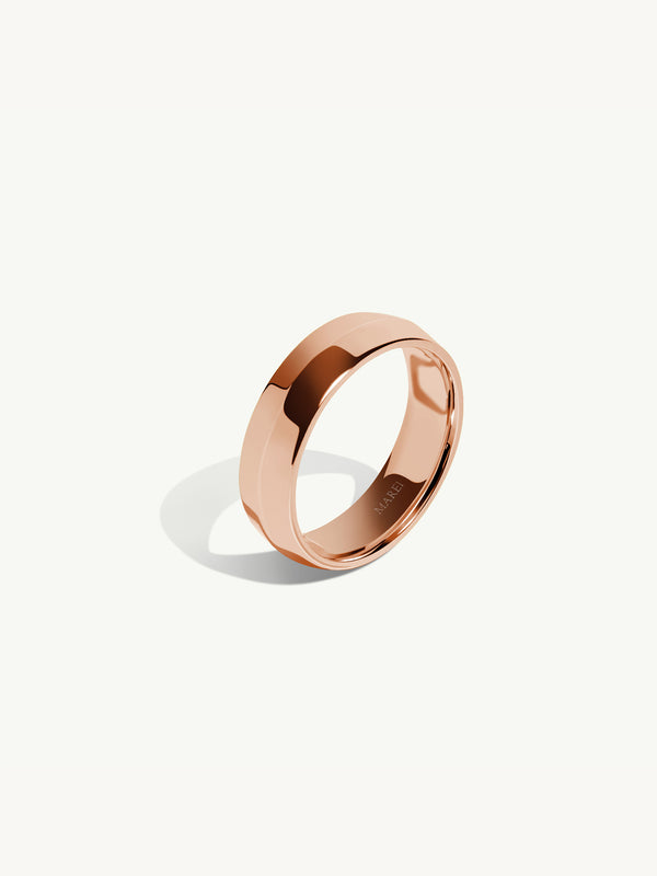 Eterno Knife Edge Wedding Ring In Rose Gold, 6mm