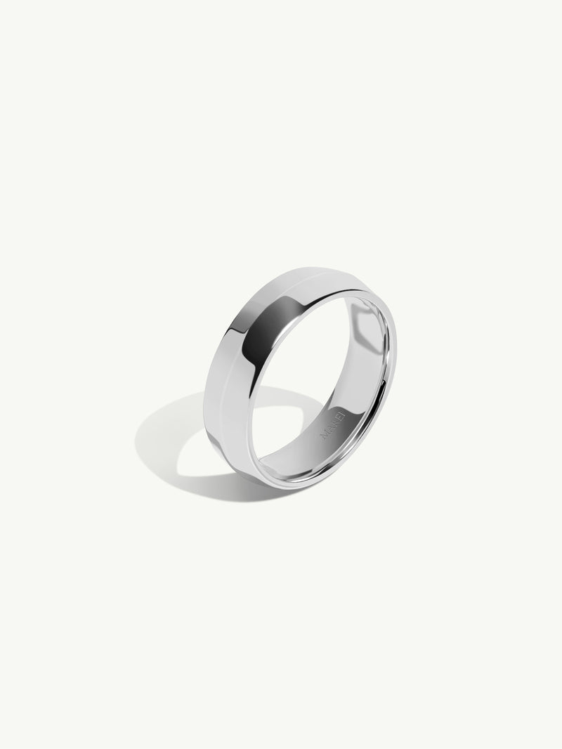 Eterno Knife Edge Wedding Ring In White Gold, 6mm