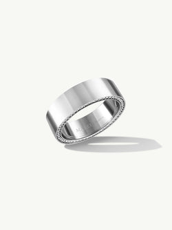 Ignis Extra-Wide Pavé Diamond Edge Accented Band In Platinum - 8MM
