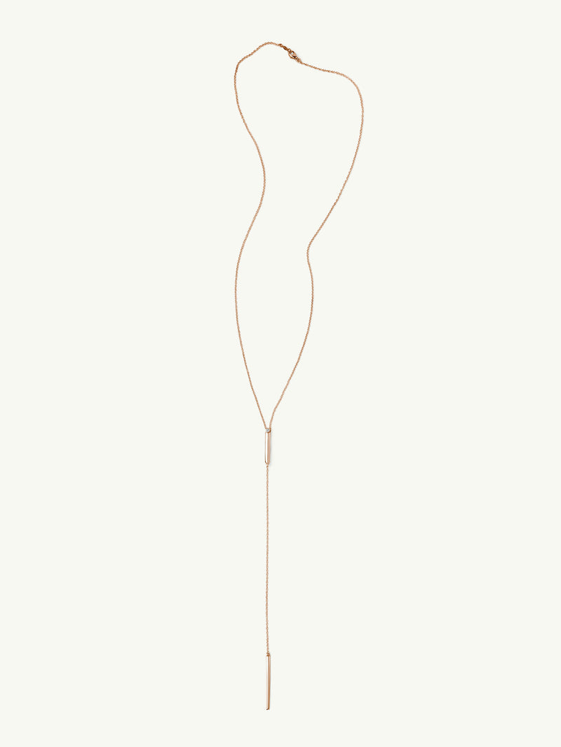 Aracelis Lariat Necklace With Brilliant-Cut Solitaire White Diamond in 18K Rose Gold