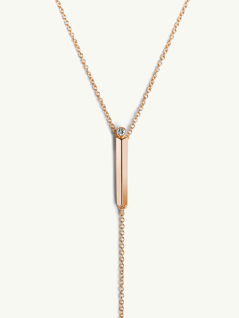 Aracelis Lariat Necklace With Brilliant-Cut Solitaire White Diamond in 18K Rose Gold