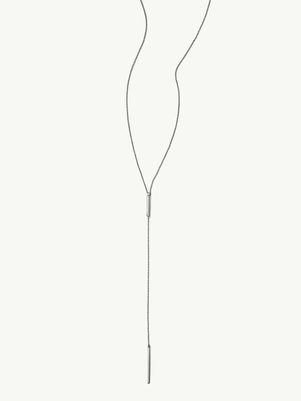 Aracelis Lariat Necklace With Brilliant-Cut Solitaire White Diamond in 18K Blackened Gold