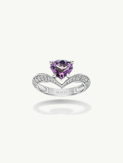 Dorian Floating Teardrop Purple Spinel Engagement Ring In 18K White Gold