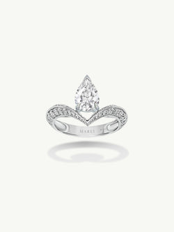 Dorian Floating Teardrop-Shaped Brilliant White Diamond Engagement Ring In Platinum