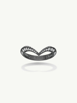 Dorian Pavé-Set Brilliant White Diamond Ring In 18K Blackened Gold