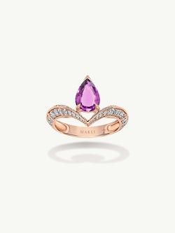 Dorian Floating Teardrop-Shaped Vivid Pink Sapphire Engagement Ring In 18K Rose Gold