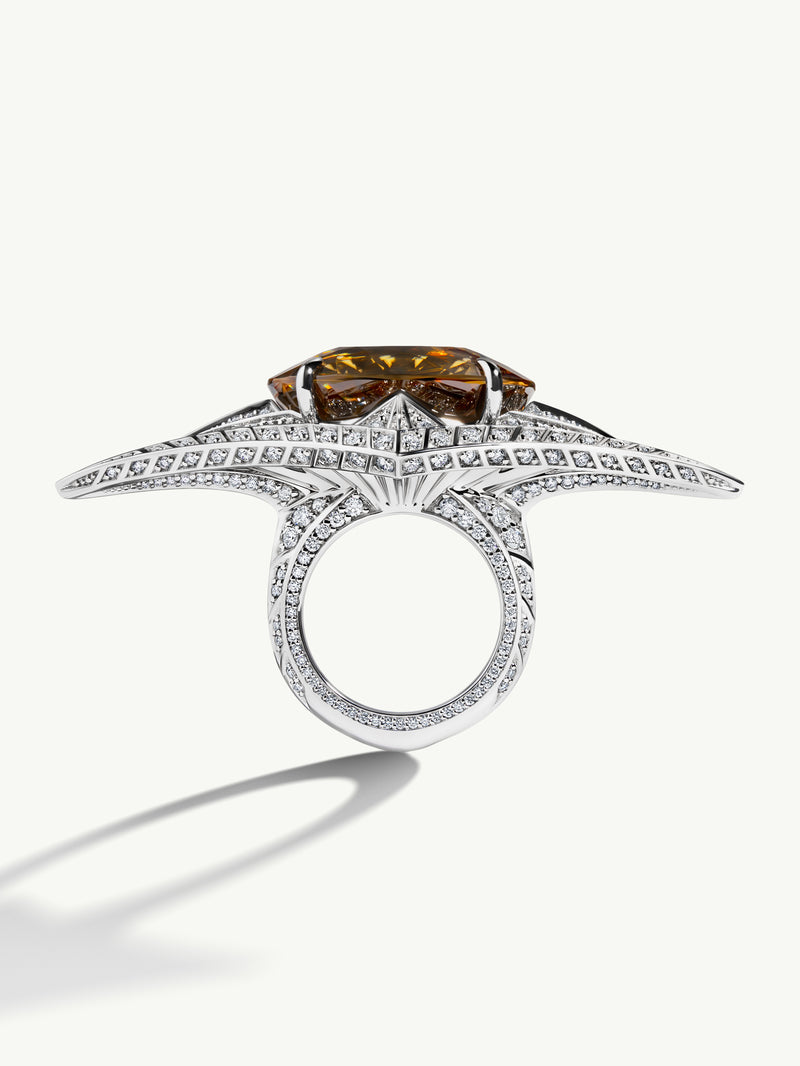 Ile De Philae Ring With An Oval-Cut Zircon & Pavé-Set White Diamonds In 18K White Gold