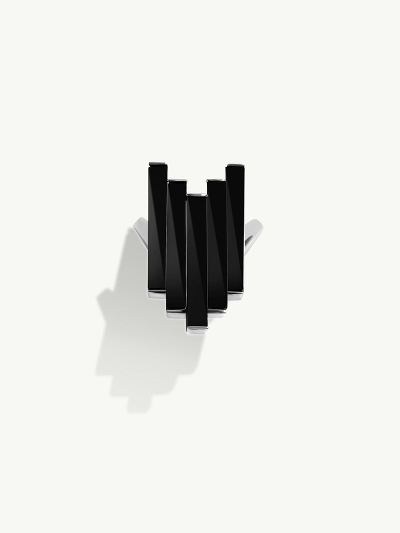 Invidia Black Onyx Column Ring In 18-Karat White Gold