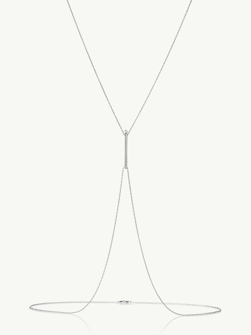 Aracelis Body Chain Necklace With Brilliant Pavé-Set Diamonds in 18K White Gold