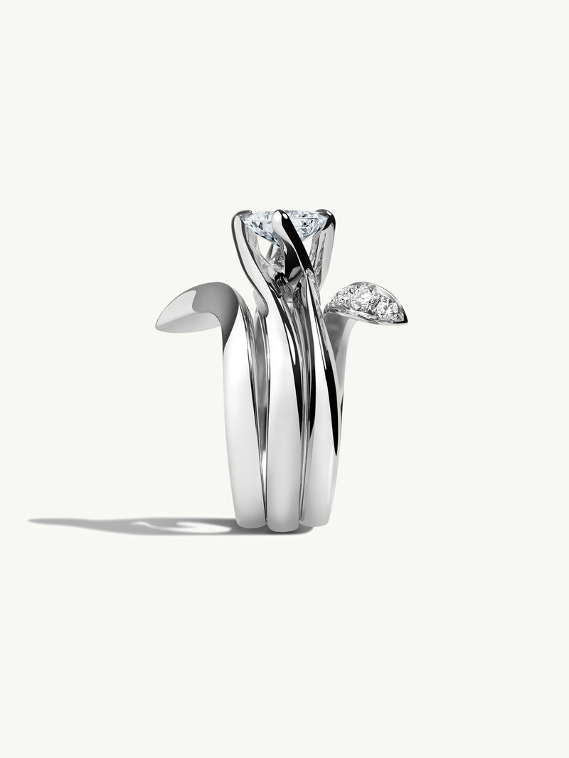 Pythia Serpentine Twist Brilliant Princess-Cut White Diamond Engagement Ring In 18K White Gold