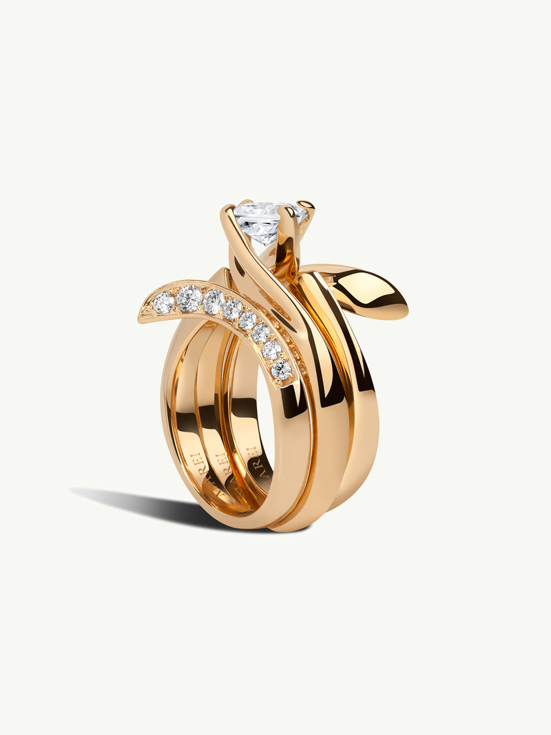 Pythia Serpentine Twist Brilliant Princess-Cut White Diamond Engagement Ring In 18K Yellow Gold