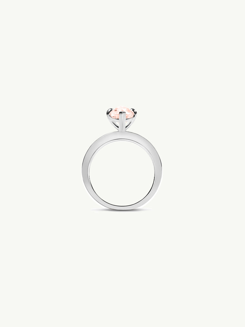 Marei Marquise-Cut Pink Morganite Beveled-Edge Engagement Ring In 18K White Gold