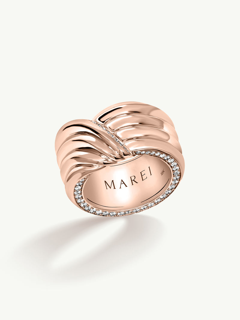 Pharaoh I Pavé-Set Brilliant White Diamond Ring In 18K Rose Gold