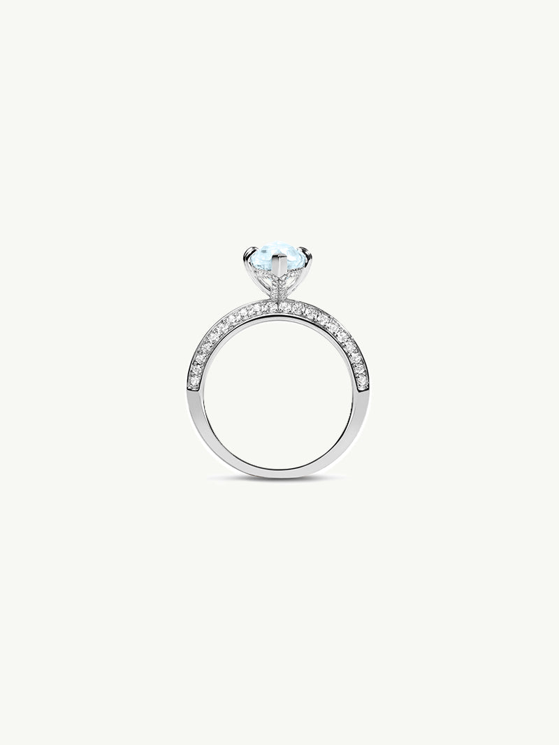 Marei Diamond Halo Marquise-Cut Blue Aquamarine Engagement Ring In Platinum