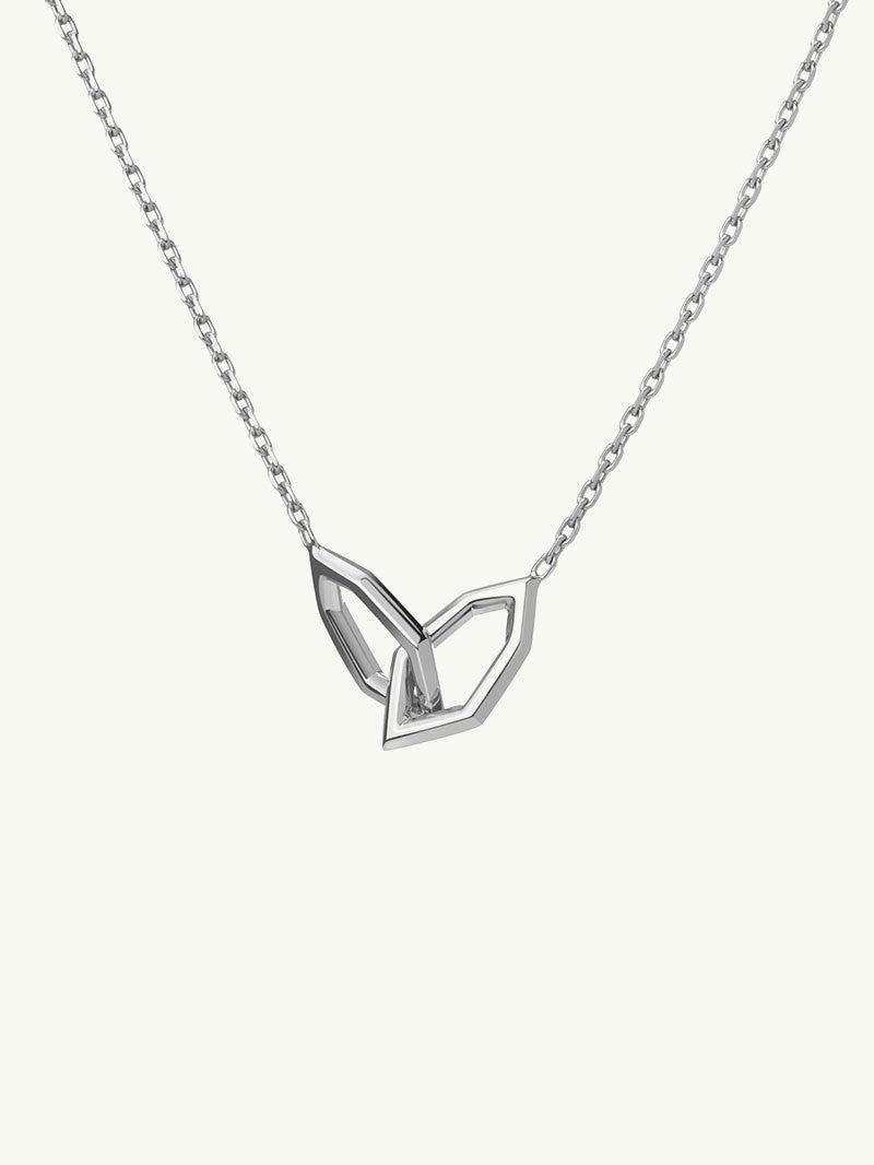 Amanti Interlocking Hexagon Pendant Necklace In 18K White Gold, 16" Inches