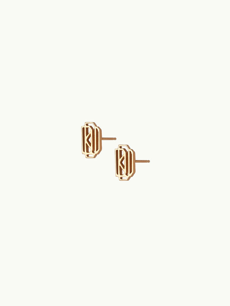 Diaboli Kill Monogram Single Stud Earring In 18K Gold