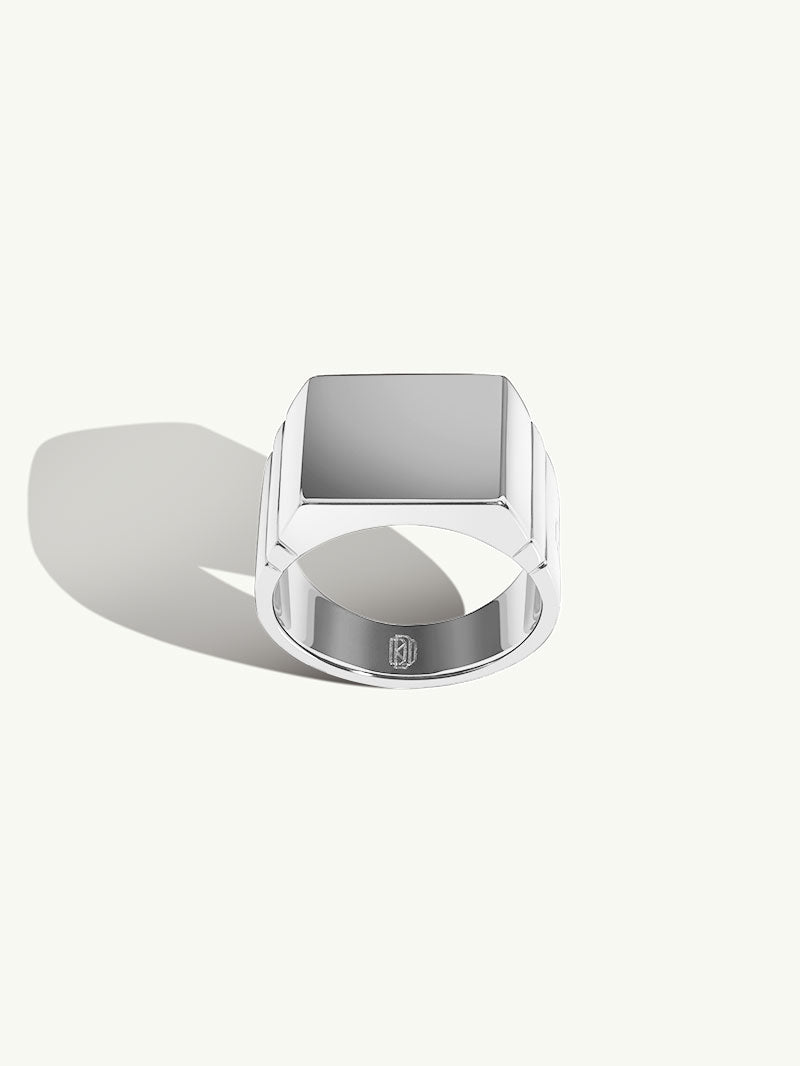 Adrian Signet Ring In 18K White Gold