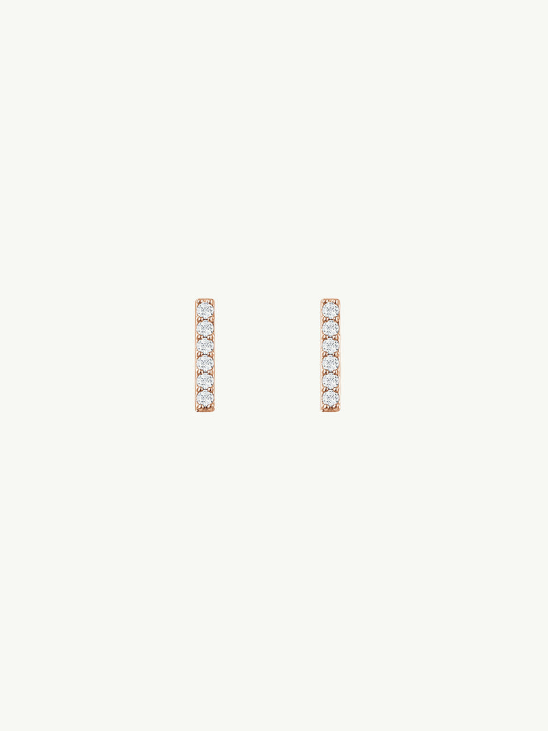 Eternal by Marei Micro Bar Earrings With Pavé White Diamonds, 0.10 CTW
