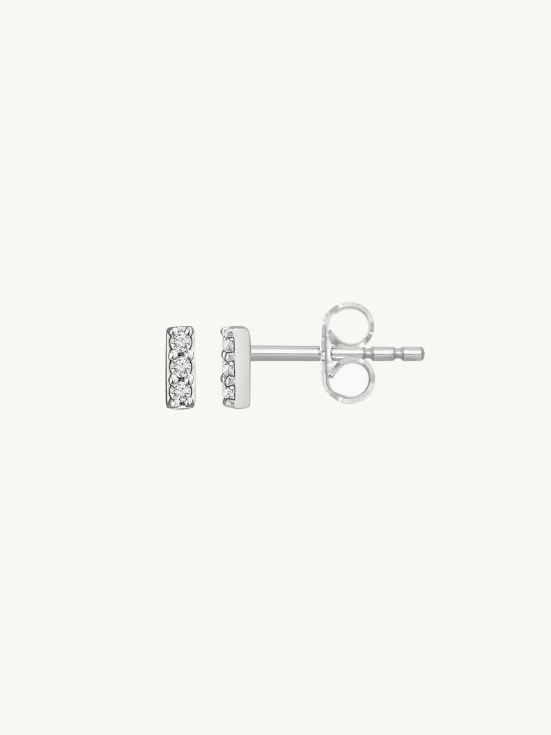 Petite Pavé Diamond Bar Earrings In 14K White Gold, 0.05CTW