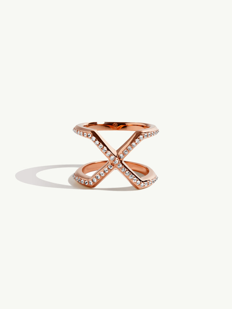 Exquis Pavé-Set Brilliant White Diamond Infinity Ring In 18K Rose Gold