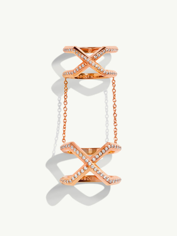 Exquis Gemini Infinity Ring With Pavé-Set Brilliant White Diamonds In 18K Rose Gold, 0.70 CTW