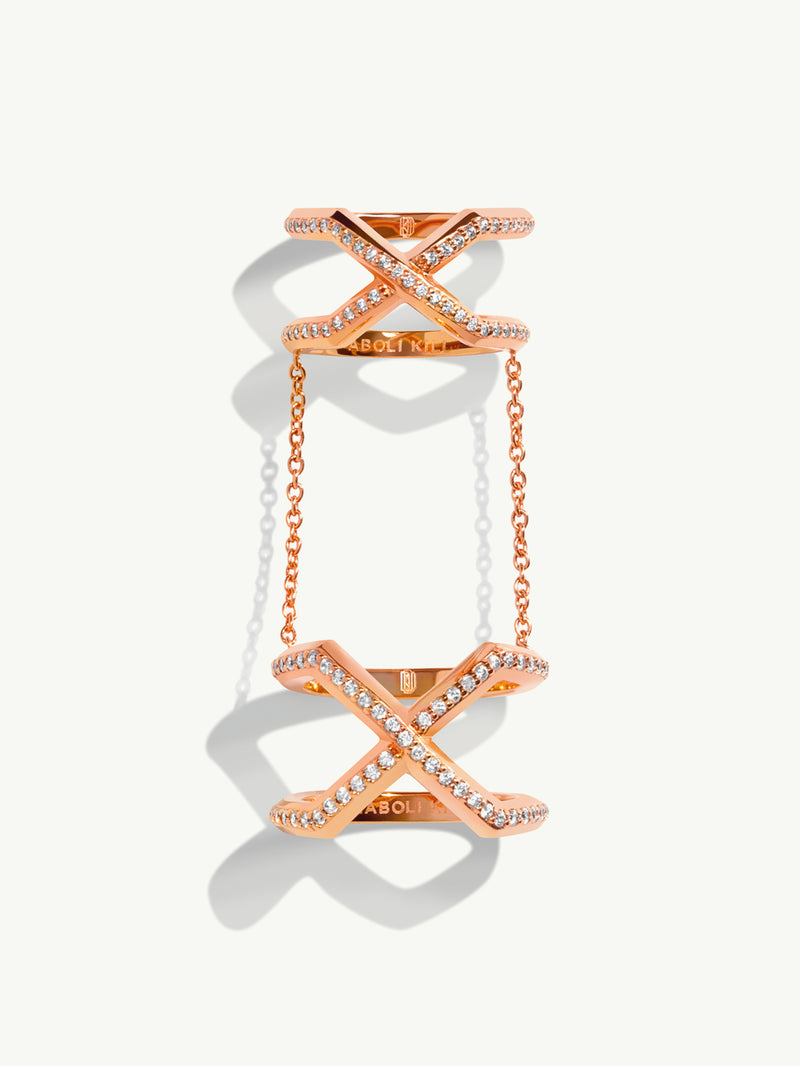 Exquis Gemini Infinity Ring With Pavé-Set Brilliant White Diamonds In 18K Rose Gold, 0.70 CTW