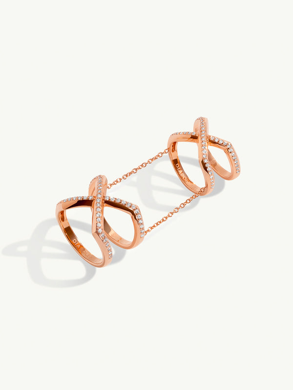 Exquis Gemini Infinity Ring With Pavé-Set Brilliant White Diamonds In 18K Rose Gold, 0.70 CTW