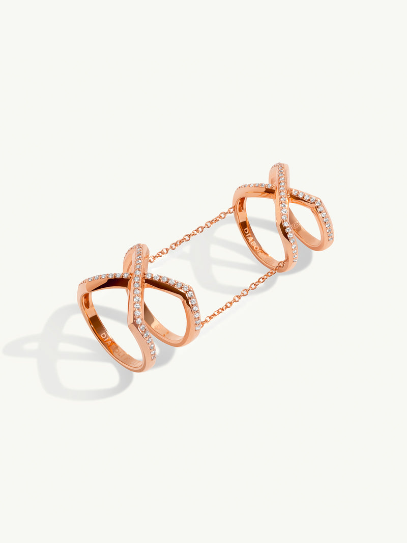 Exquis Gemini Infinity Ring With Pavé-Set Brilliant White Diamonds In 18K Rose Gold, 0.70 CTW