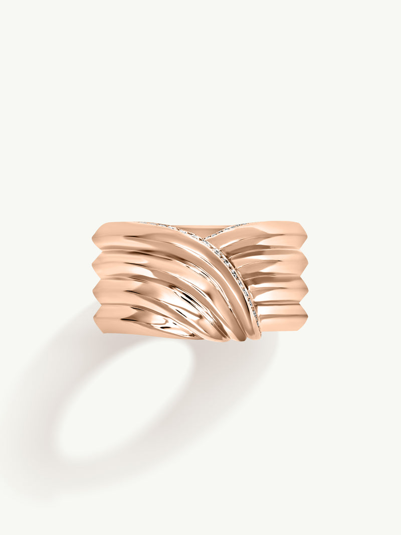 Pharaoh I Pavé-Set Brilliant White Diamond Ring In 18K Rose Gold