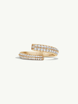 Pythia Serpentine Coil Ring With Pavé-Set Brilliant White Diamonds In 18K Yellow Gold