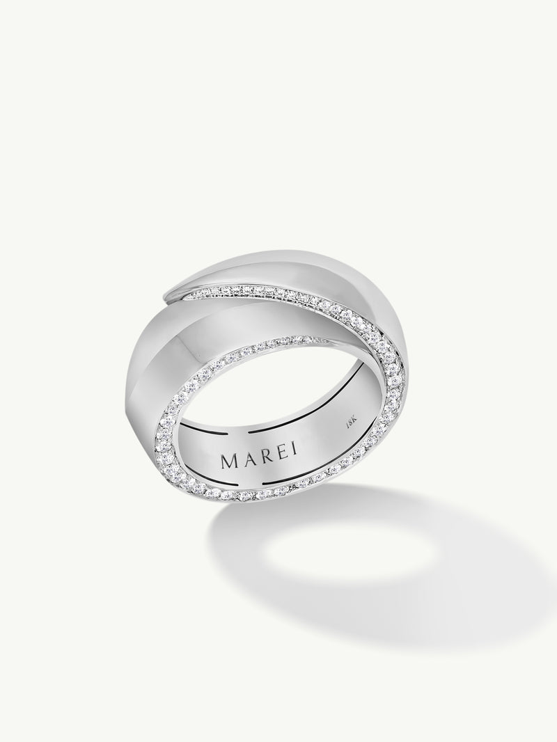 Sahara Oasis Ring With Pavé-Set Brilliant White Diamonds In 18K White Gold, 8mm