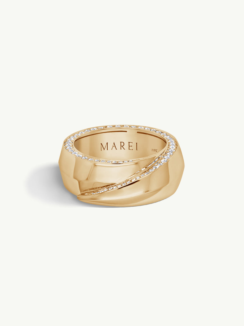 Sahara Oasis Ring With Pavé-Set Brilliant White Diamonds In 18K Yellow Gold, 8mm