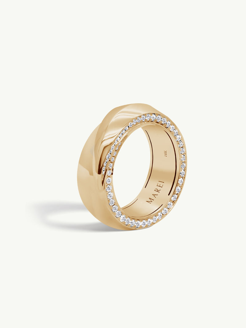 Sahara Oasis Ring With Pavé-Set Brilliant White Diamonds In 18K Yellow Gold, 8mm