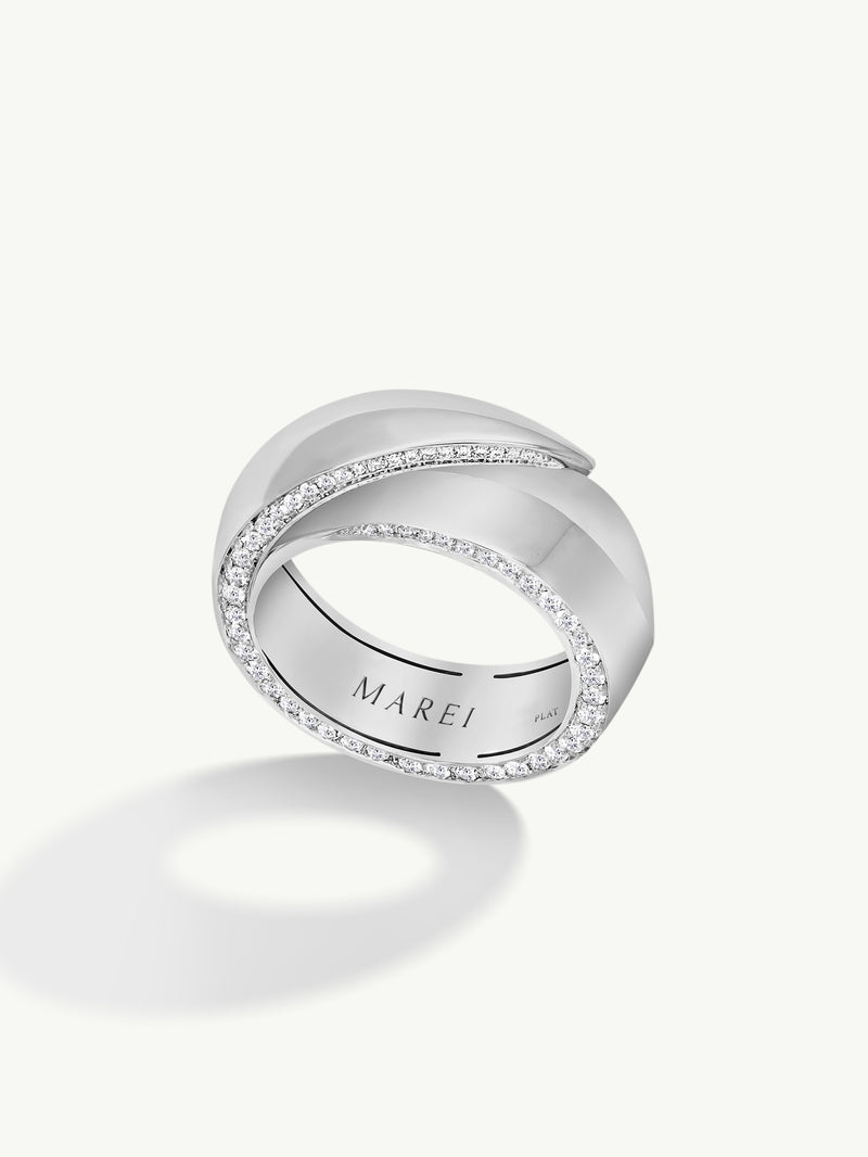 Sahara Oasis Ring With Pavé-Set Brilliant White Diamonds In Platinum, 8mm